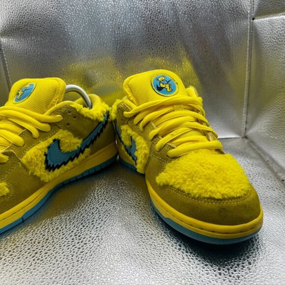 Size 7 Nike SB Dunk Low x Grateful Dead Mens Yellow Furry Sneaker CJ5378-700 - Picture 5 of 11